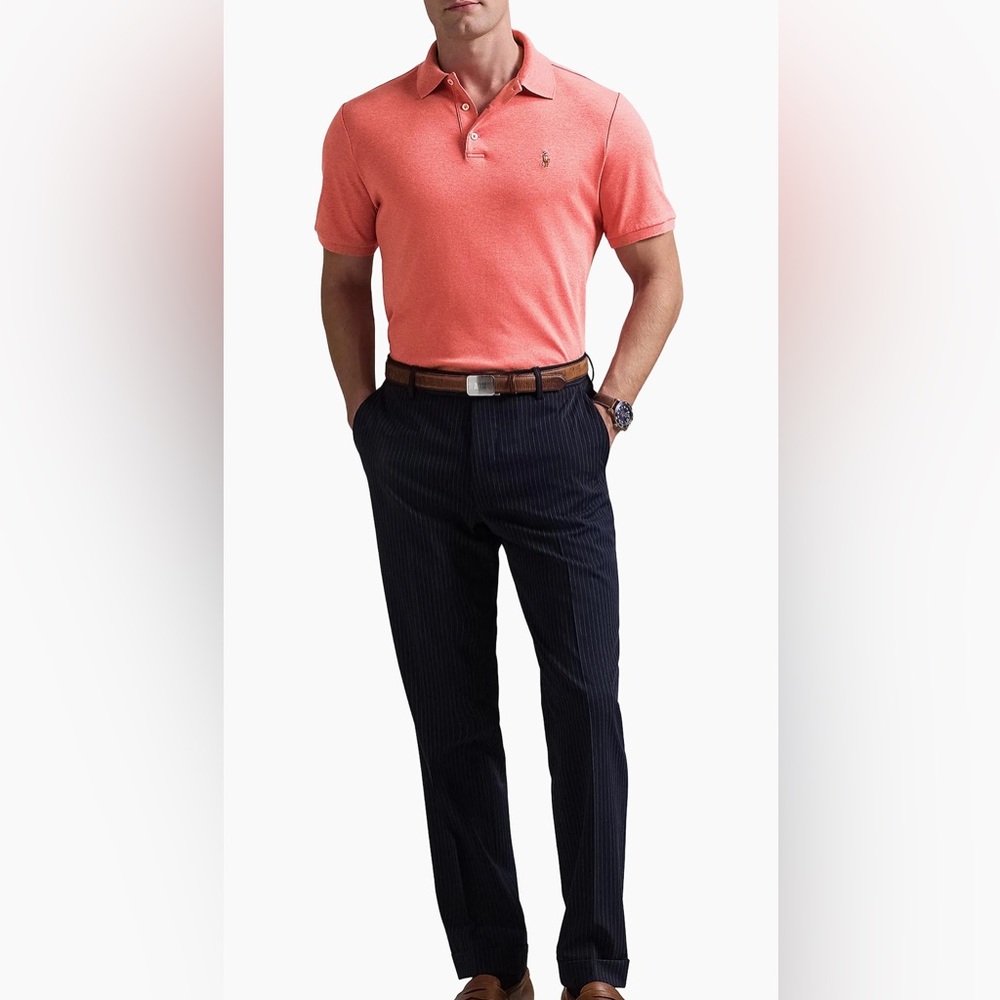 Polo Ralph Lauren men’s Cotton Slim-Fit Polo Shirt in Highland Rose Heather
